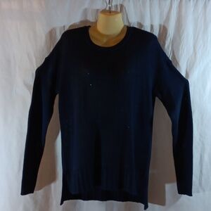Harper Heritage Womens Large Sweater Navy Blue Elbow Patch Long Sleeve Fall